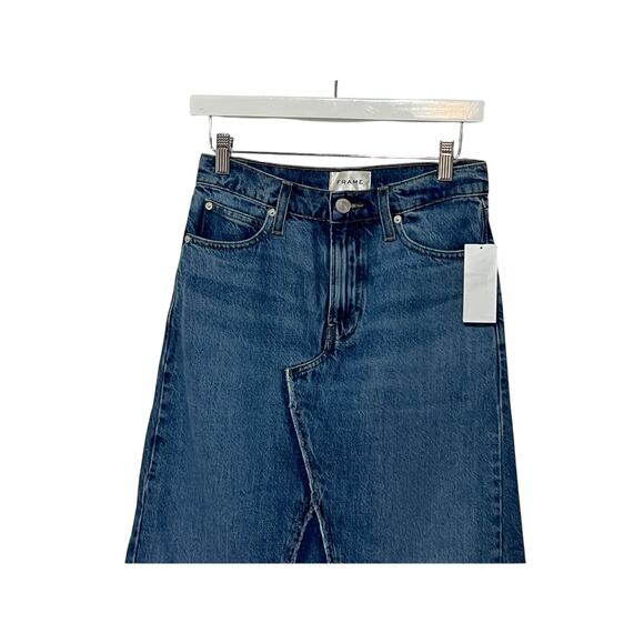 FRAME DENIM WOMENS SIZE 25 DECONSTRUCTED JEAN SKIRT BLUE NEW - Picture 9 of 13